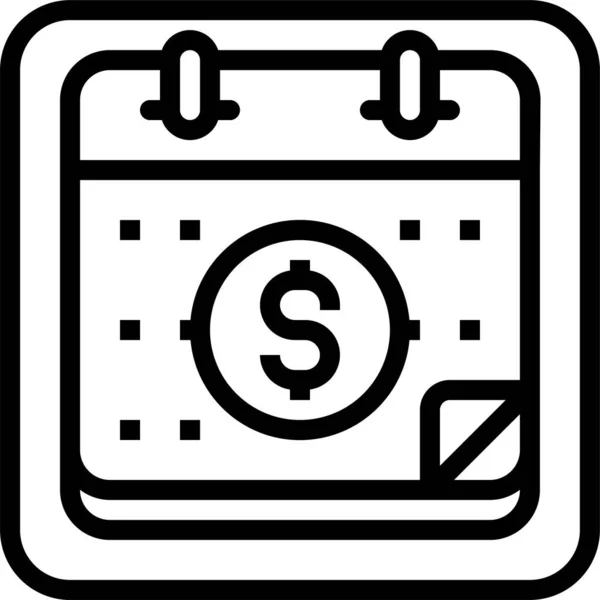 Kalender Betalningsplan Ikon Konturstil — Stock vektor