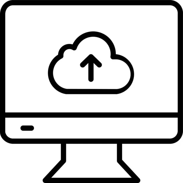 Sledovat Ikonu Cloudu Obrazovky Stylu Osnovy — Stockový vektor