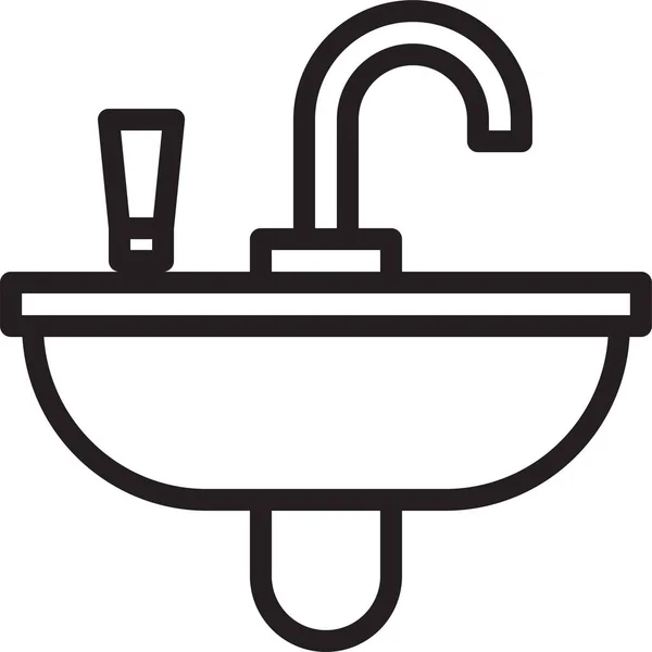 Basin Bath Bathroom Icon Outline Style — Stock Vector