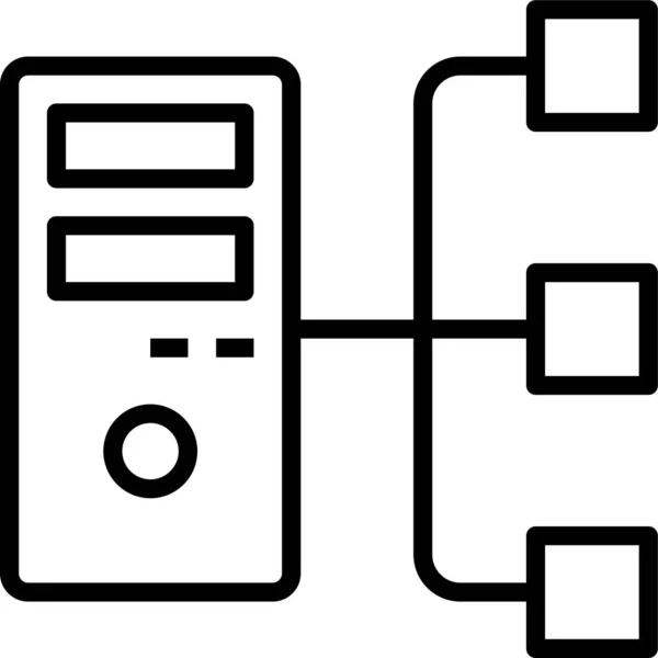 Server Flussdiagramm Cpu Symbol Umrissstil — Stockvektor