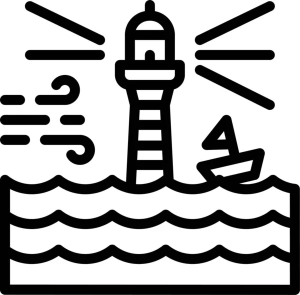 Flood Lighthouse Sea Icon Outline Style — стоковый вектор