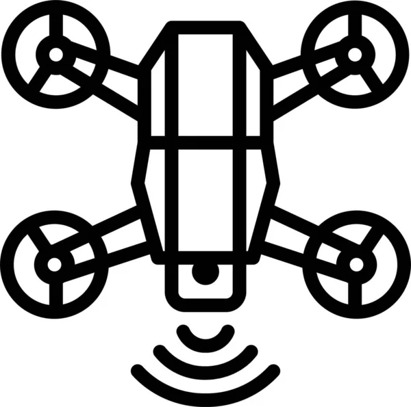 Icono Dron Control Cámara Estilo Esquema — Vector de stock