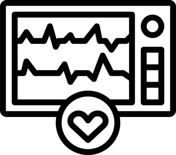 Ecg Ekg Elektrokardiogramm Symbol Umrissstil — Stockvektor