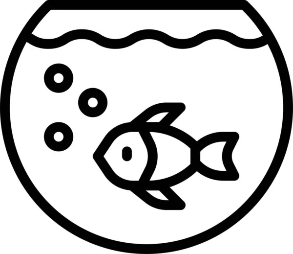 Pecera Acuario Icono Pescado Estilo Del Esquema — Archivo Imágenes Vectoriales