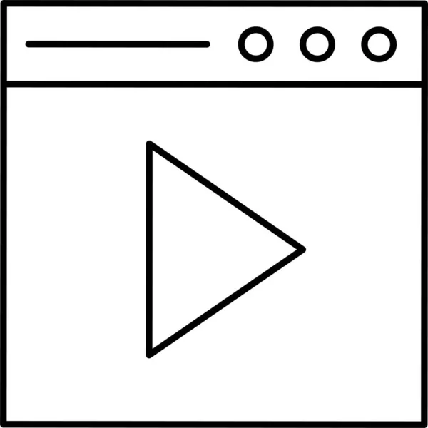 Icono Vídeo Del Navegador Web Estilo Esquema — Archivo Imágenes Vectoriales