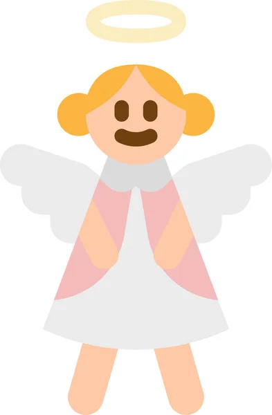 Angel Christmas Cute Icon Flat Style — Stock Vector