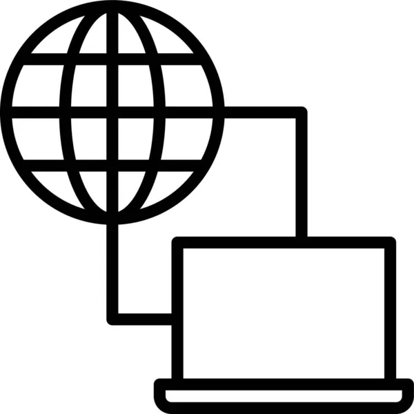 Ikona Domeny Internetowej Zarysie — Wektor stockowy