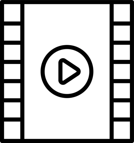 Icono Película Multimedia Estilo Esquema — Vector de stock