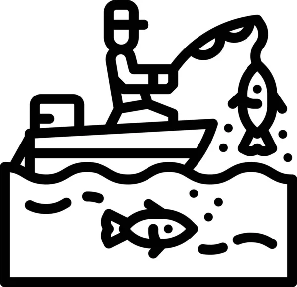 Båt Fiske Hobby Ikon — Stock vektor