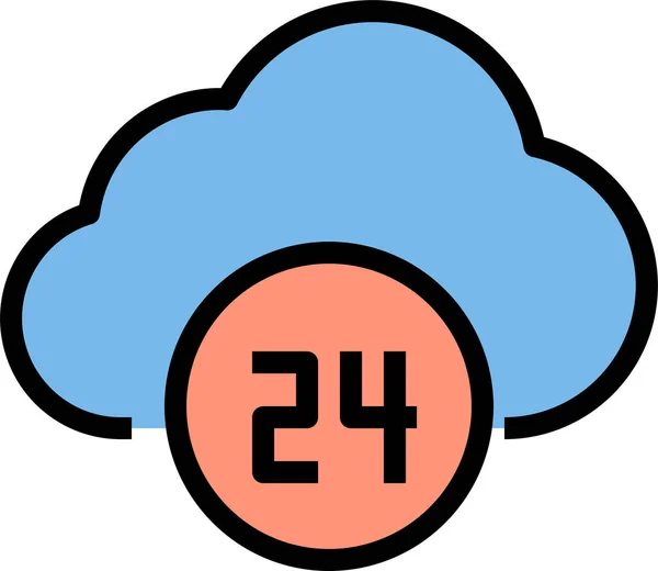 Cloud Hour Online Icon Filled Outline Style — Stock Vector