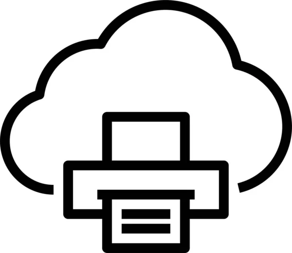 Cloud Print Opslag Icoon Outline Stijl — Stockvector