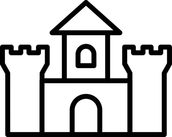 Pevnost Památník Středověké Ikony Obrysu Stylu — Stockový vektor