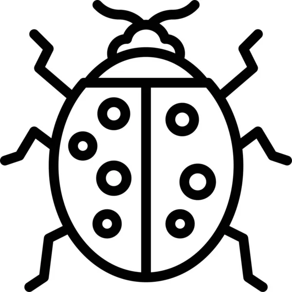 Coccinelle Animaux Entomologie Icône Dans Style Contour — Image vectorielle