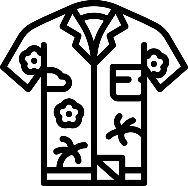 Chemise Hawaii Vêtements Icône Dans Style Contour — Image vectorielle