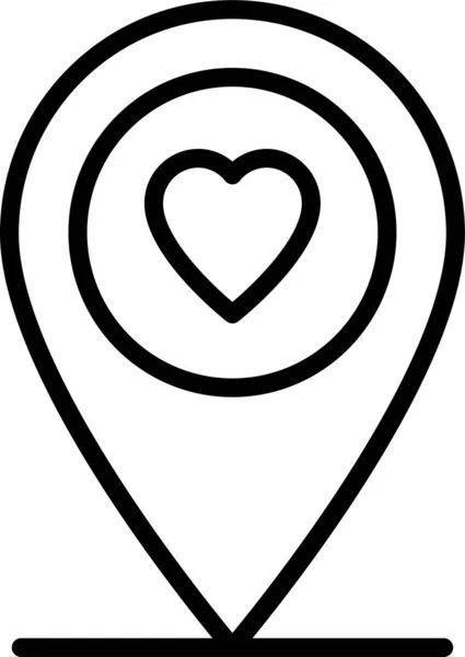 Gps Καρδιά Εικονίδιο Χάρτη Στυλ Περίγραμμα — Διανυσματικό Αρχείο