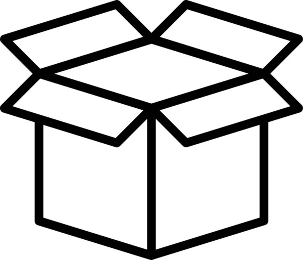 Boîte Carton Icône Colis Dans Style Contour — Image vectorielle