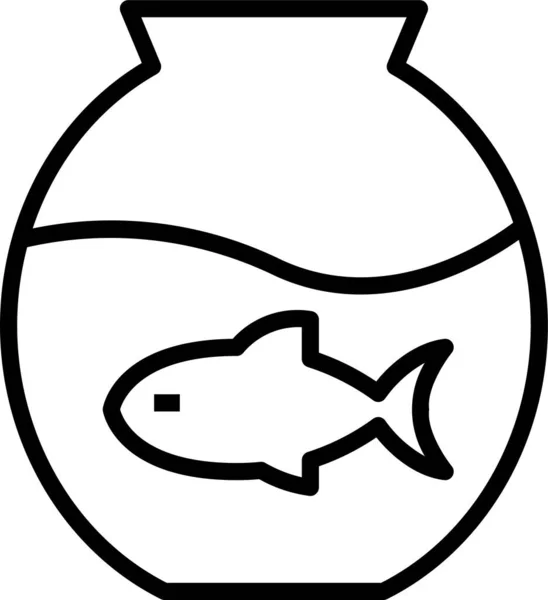 Fisk Skål Tank Ikon Kontur Stil — Stock vektor
