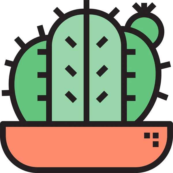 Cactus Cacti Flower Icon Filled Outline Style — Stock Vector