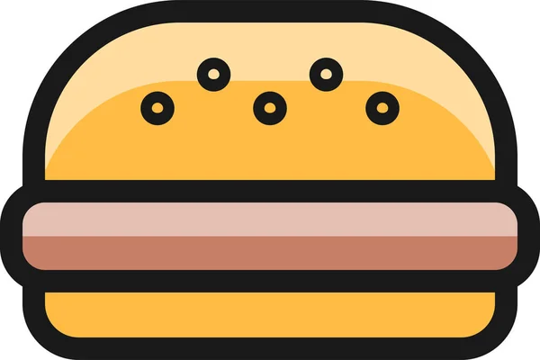 Icono Hamburguesa Comida Rápida Estilo Contorno Lleno — Vector de stock