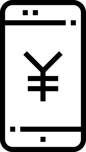 Verbinding Mobiel Geld Pictogram Omtrek Stijl — Stockvector