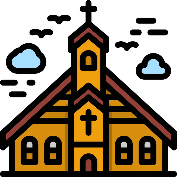 Ikona Architektury Kostelní Kaple — Stockový vektor