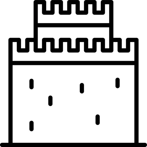 Castillo Fuerte Icono Construcción Estilo Del Esquema — Vector de stock