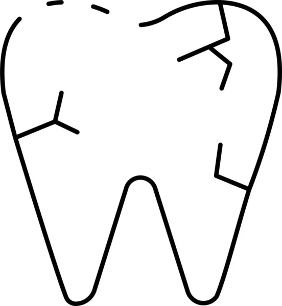 Ícone Dentes Dentários Quebrados Estilo Esboço — Vetor de Stock