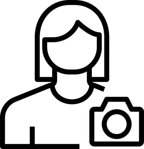 Avatar Kamera Weibliche Ikone Outline Stil — Stockvektor