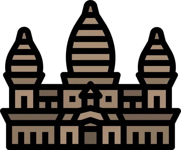 Angkor Architecr Cambodia Ikon Fylld Kontur Stil — Stock vektor
