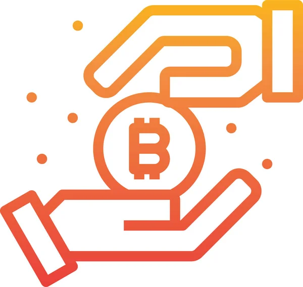 Bitcoin Criptomoneda Icono Ingresos Estilo Suave — Vector de stock