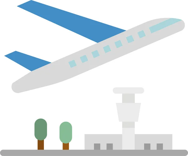Icône Vol Aéroport Avion Dans Style Plat — Image vectorielle