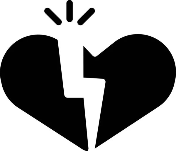 Разбитое Сердце Икона Твердом Стиле — стоковый вектор