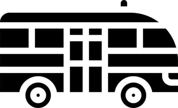 Автомобільний Мікроавтобус Громадська Ікона Твердому Стилі — стоковий вектор