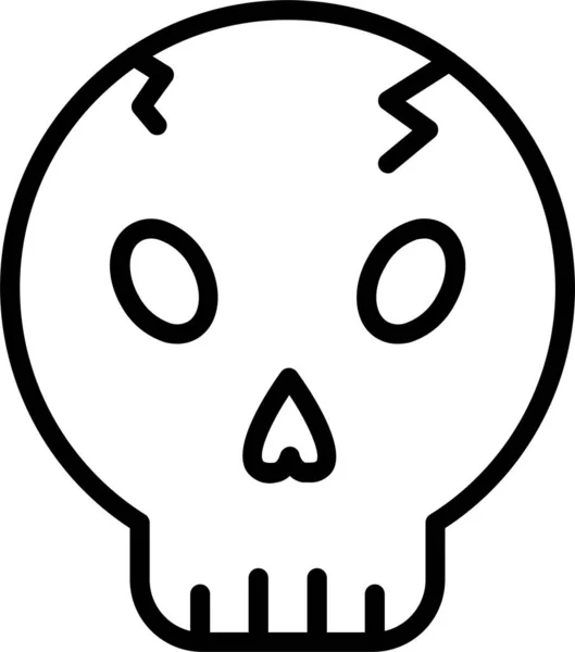 Tête Crâne Icône Antique Dans Style Contour — Image vectorielle