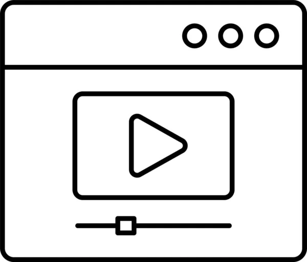 Icona Multimediale Del Browser Web Stile Contorno — Vettoriale Stock