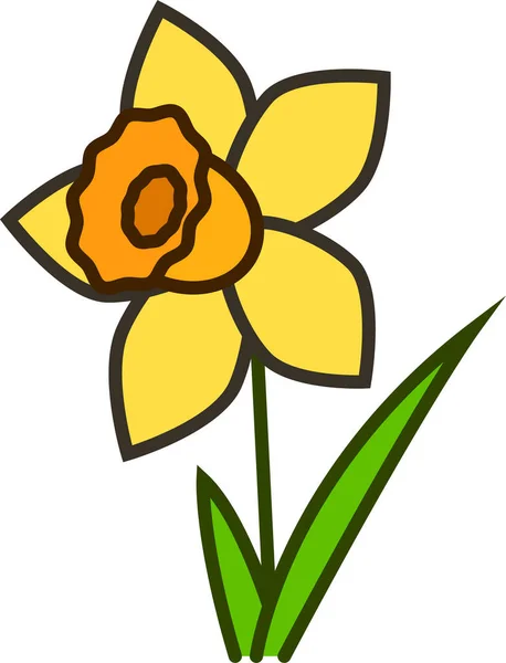 Daffodil Ecology Environment Icon Filled Outline Style — Stock Vector