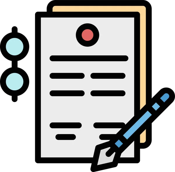 Business Contract Document Icon Filled Outline Style — Stock Vector