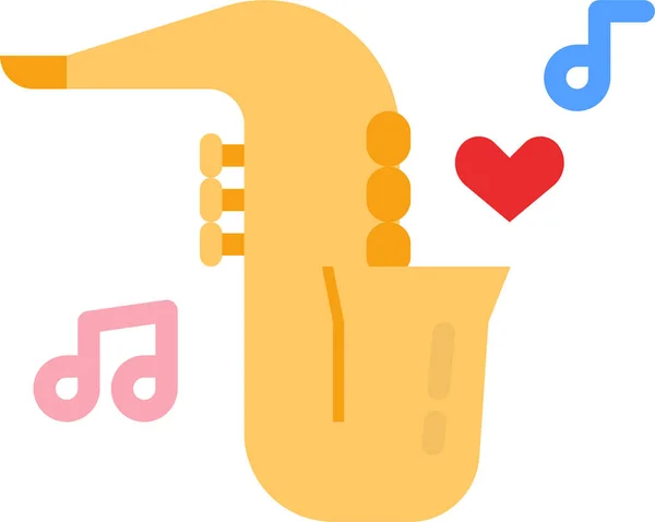 Jazz Amor Saxo Icono — Vector de stock