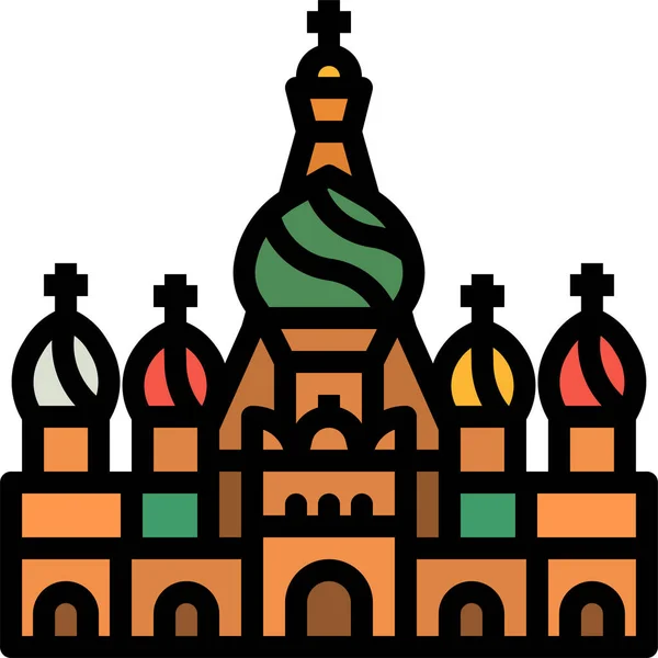 Basilic Cathédrale Moscou Icône Dans Style Contour Rempli — Image vectorielle