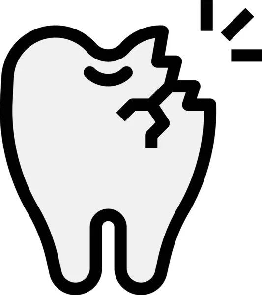 Σπασμένα Τερηδόνα Οδοντίατρος Εικονίδιο Στυλ Γεμάτο Περίγραμμα — Διανυσματικό Αρχείο