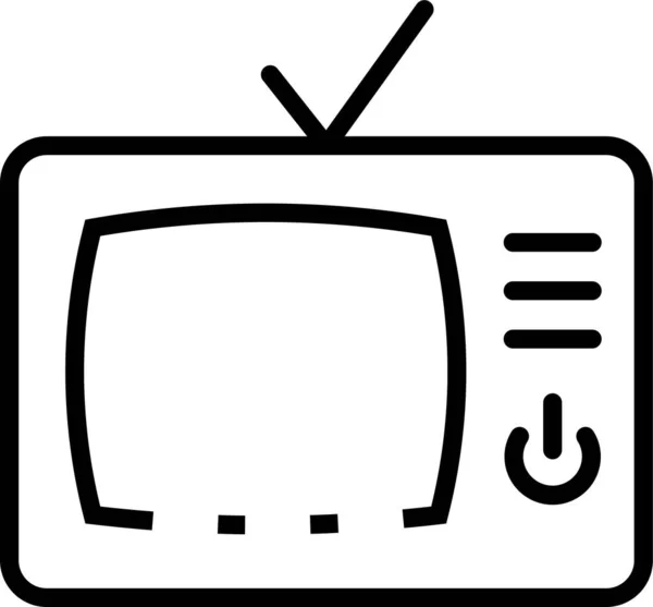 Icona Dell Antenna Televisiva Schermo Stile Contorno — Vettoriale Stock
