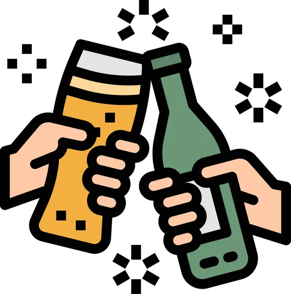 酒精啤酒底部图标填充轮廓风格 — 图库矢量图片