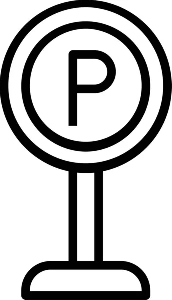 Знак Парковки Сигнализации Стиле Абрис — стоковый вектор