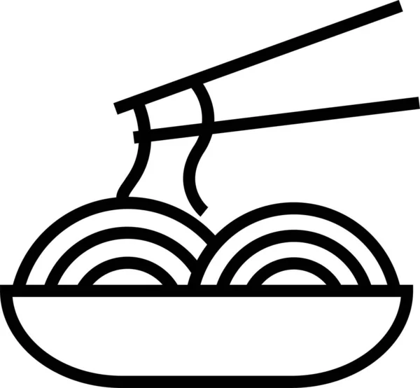 Kom Chinees Eten Pictogram Omtrek Stijl — Stockvector