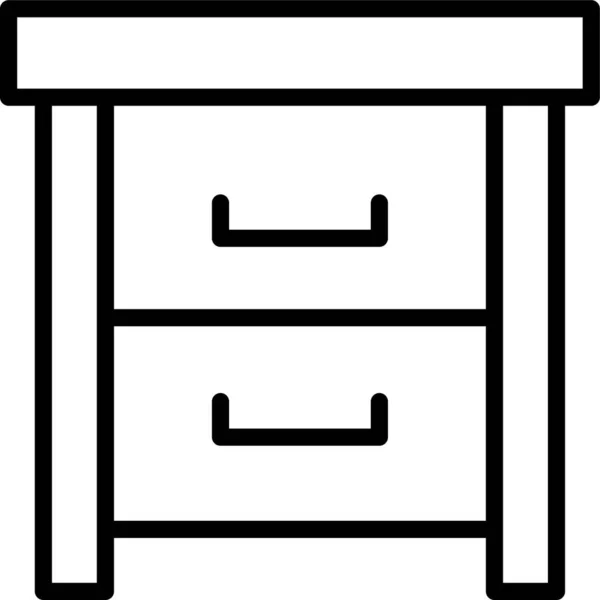 Drawer Bedside Table Icon Outline Style — Stock Vector