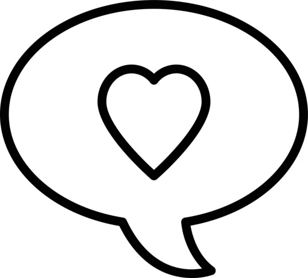 Conversation Message Heart Icon Outline Style — Stock Vector