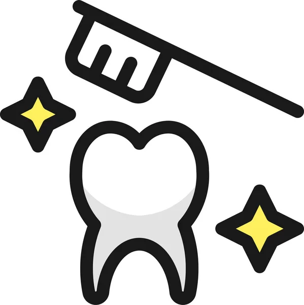 Dentistry Tooth Brush Icon Filled Outline Style — Stock Vector