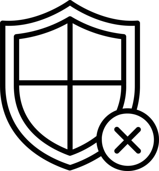 Icône Défense Protection Sécurité Dans Style Contour — Image vectorielle
