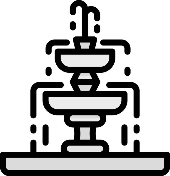 Architecture City Fountain Icon Filled Outline Style — Stock Vector