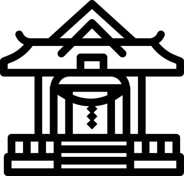 Architectuur Japans Japans Pictogram Omtrek Stijl — Stockvector